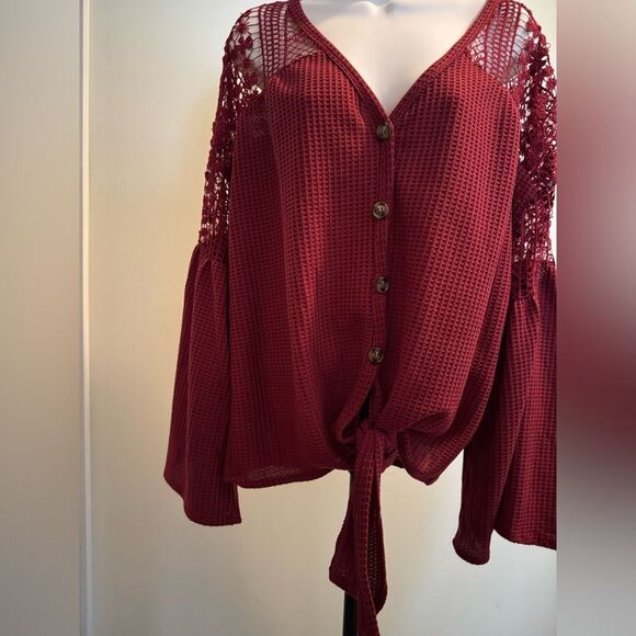Cardigan top In Burgandy color size XL NWOT - Picture 6 of 10